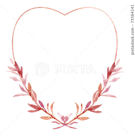 Watercolor valentines frame, wreath for wedding invitation or greeting card design 73564141