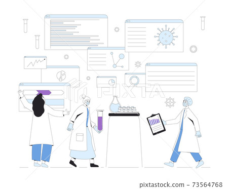 Chemical reseach concept. Coronavirus treatment complete development. Corona virus discovery. Laboratory finding prevention. Scientists and phd conclude phase 3 study of covid medicine Chemical reseach concept. Coronavirus treatment complete development. Corona virus discovery. Laboratory finding prevention. Scientists and phd conclude phase 3 study of covid medicine 73564768