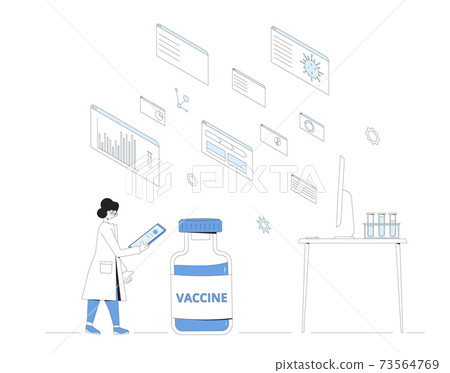 Vaccine candidate reseach done concept. Coronavirus treatment complete development. Corona virus injection test. Laboratory finding prevention. Expert conclude phase 3 study Vaccine candidate reseach done concept. Coronavirus treatment complete development. Corona virus injection test. Laboratory finding prevention. Expert conclude phase 3 study 73564769