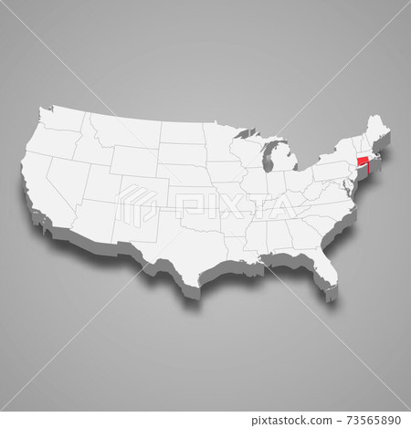 Connecticut state location within United States 3d map 73565890