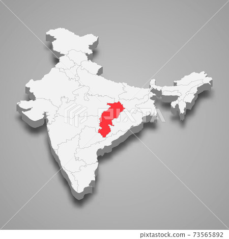 Chhattisgarh state location within India 3d map 73565892