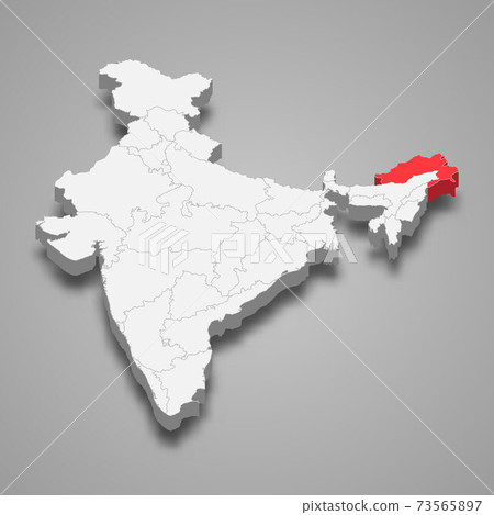 Arunachal Pradesh state location within India 3d map Arunachal Pradesh state location within India 3d map 73565897