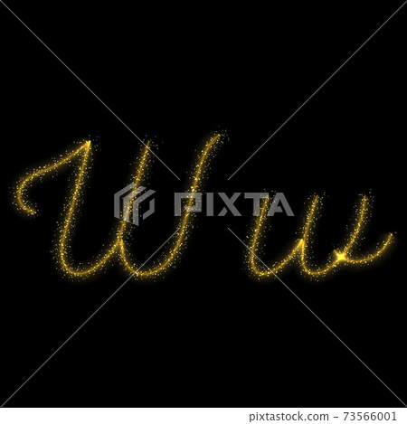 Gold glitter letter W, star sparkle trail font - Stock Illustration ...