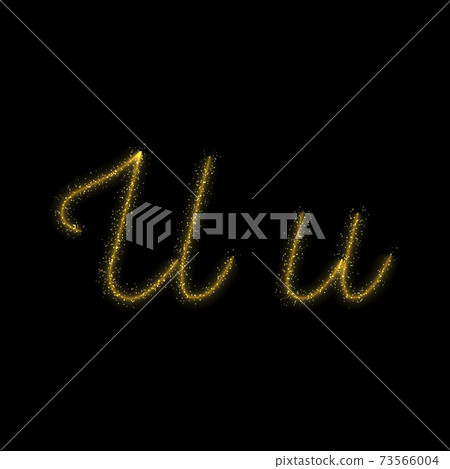 Gold glitter letter U, star sparkle trail font Gold glitter letter U, star sparkle trail font 73566004