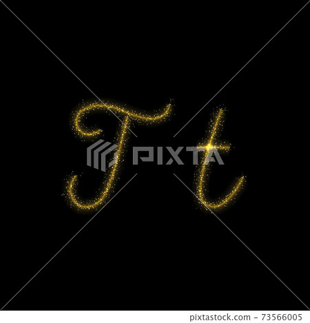 Gold glitter letter T, star sparkle trail font Gold glitter letter T, star sparkle trail font 73566005