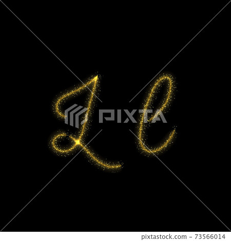 Gold glitter letter L, star sparkle trail font 73566014