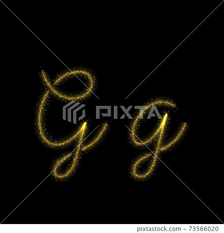 Gold glitter letter G, star sparkle trail font 73566020