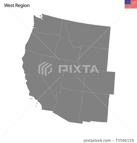 High Quality map of West region of United States of America with 73566159