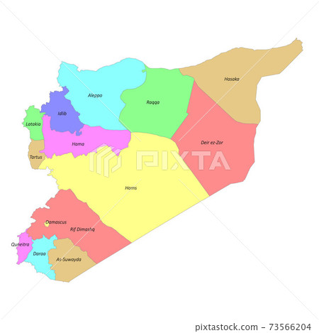High quality labeled map of with Syria borders of the regions 73566204