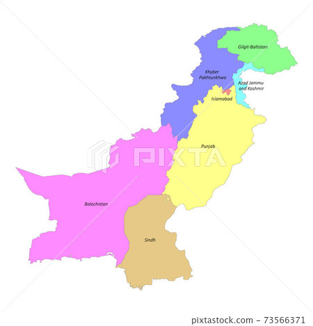 High quality labeled map of Pakistan with borders of the provinc High quality labeled map of Pakistan with borders of the provinc 73566371