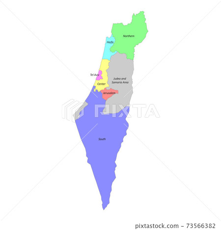 High quality labeled map of with Israel borders of the regions 73566382