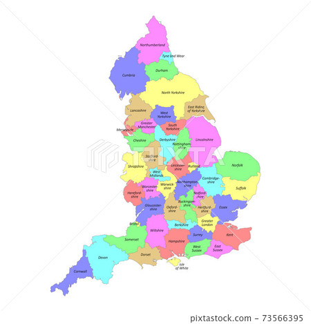 High quality colorful labeled map of England with borders 73566395