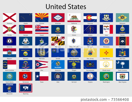 Set Flags of the states of USA , All United States regions flag Set Flags of the states of USA , All United States regions flag 73566408