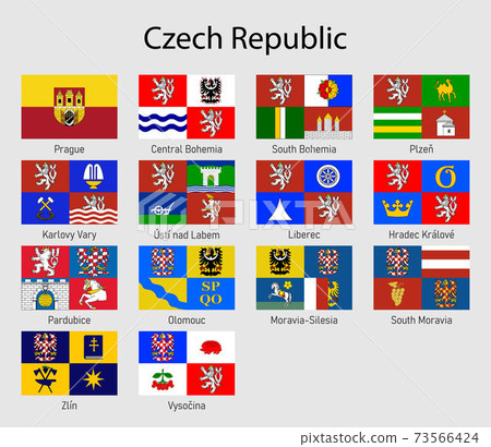 Flags of the provinces of Czech Republic. All Czechia regions fl 73566424