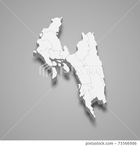 3d isometric map of Chittagong is a division of Bangladesh 73566986