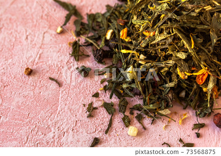 Pile of green leaves Sencha tea Pile of green leaves Sencha tea 73568875