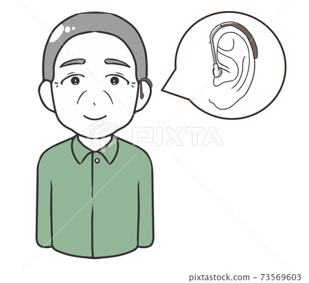 Hearing aid, elderly man, ear hook type Hearing aid, elderly man, ear hook type 73569603