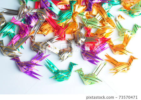 Colorful bird handcraft ribbin for donate to give away alms by scattering ,The Coin sprinkling. Colorful bird handcraft ribbin for donate to give away alms by scattering ,The Coin sprinkling. 73570471