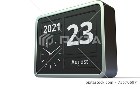August 23 date on the flip clock calendar, 3d rendering August 23 date on the flip clock calendar, 3d rendering 73570697