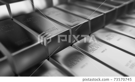 Realistic silver ingots, bars abstract background 3d rendering Realistic silver ingots, bars abstract background 3d rendering 73570745