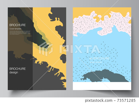 Vector layout of A4 cover mockups design templates for brochure, flyer layout, cover design, book design, brochure cover. Japanese pattern template. Landscape background decoration in Asian style. 73571285