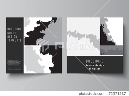 Vector layout of two square format covers design templates for brochure, flyer, magazine, cover design, book design, brochure cover. Landscape background decoration, halftone pattern grunge texture. 73571287