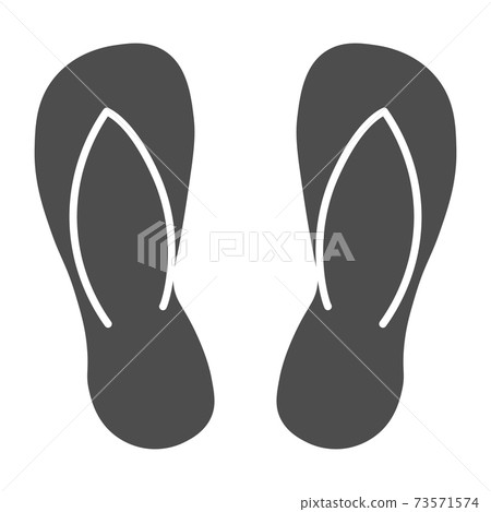 Flip flops solid icon, Summer concept, Beach slippers sign on white background, Summer footwear icon in glyph style for mobile concept and web design. Vector graphics. 73571574