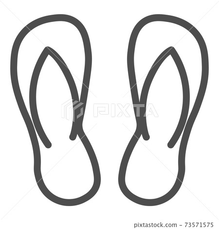 Flip flops line icon, Summer concept, Beach slippers sign on white background, Summer footwear icon in outline style for mobile concept and web design. Vector graphics. 73571575