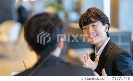 Business men cafe interview 73571748