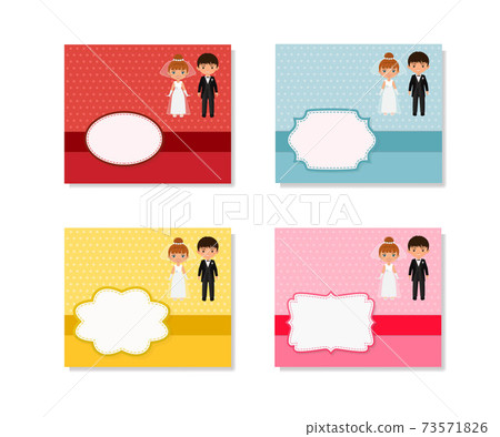 Set of wedding invitations. Place for your text. Cartoon flat style Set of wedding invitations. Place for your text. Cartoon flat style 73571826