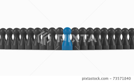 3D-Illustration - A leader in front of a group of employees in line 73571840