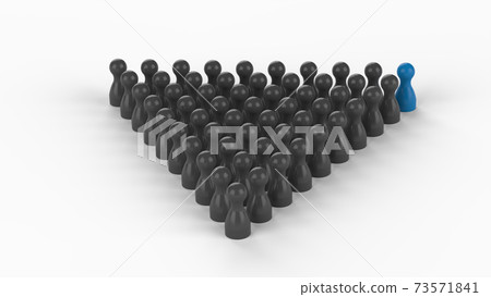 3D-Illustration - A leader in front of a arrow group of employees 73571841