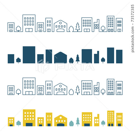 Cityscape Winter_Urban Building_Line Art Silhouette 73572385