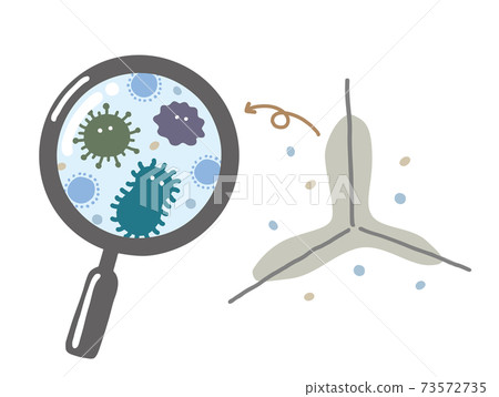 Illustration of looking at mold in the bath with a magnifying glass 73572735