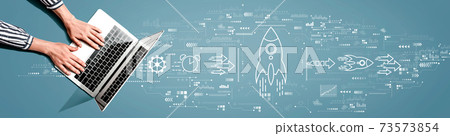 Rapid growth concept with person using laptop 73573854