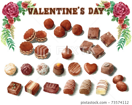 Analog watercolor valentine chocolate poster 73574112