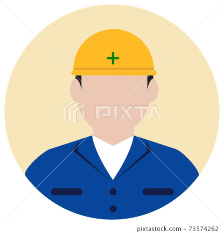 剪影人圓形頭像插圖/建築工人/體力工人 73574262