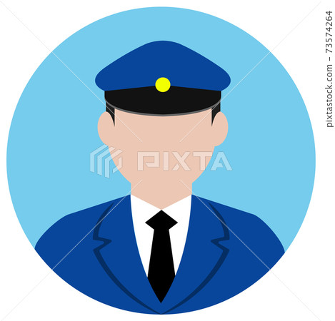剪影人圓形頭像插圖/警務人員/軍人/警衛 73574264