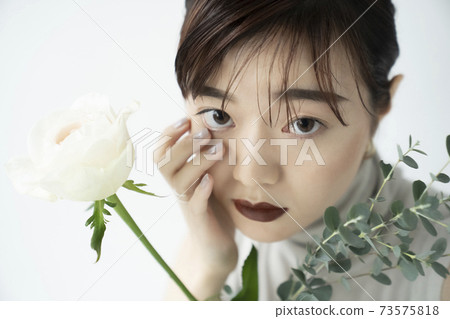 Flower and woman portrait Flower and woman portrait 73575818