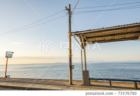 JR Shimonada Station in the sunset, Iyo City, Ehime Prefecture JR Shimonada Station in the sunset, Iyo City, Ehime Prefecture 73576780