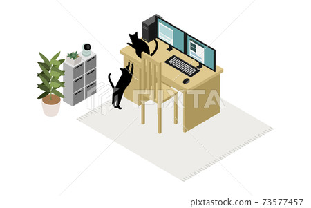 Image illustration of pet watching service, isometric 73577457