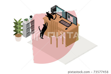 Image illustration of pet watching service, isometric 73577458