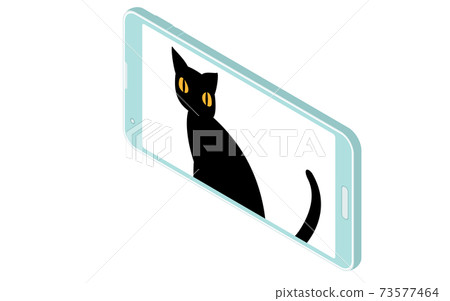 等距，在線會議上的一隻貓的插圖 73577464