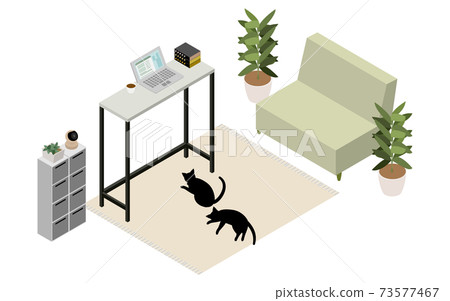 Image illustration of pet watching service, isometric 73577467