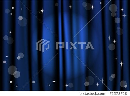 Illustration of a spotlight that illuminates the dark blue curtain 73578728