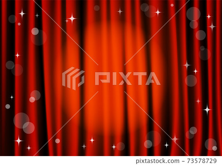 Illustration of a spotlight illuminating the red curtain Illustration of a spotlight illuminating the red curtain 73578729