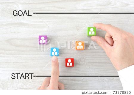 Image of a businessman running from the starting line Image of a businessman running from the starting line 73578850