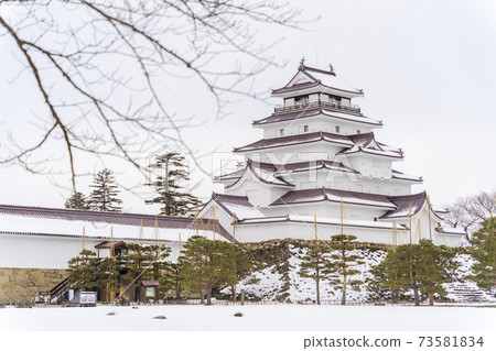 Tsuruga Castle (Wakamatsu Castle) in winter, Aizuwakamatsu City, Fukushima Prefecture Tsuruga Castle (Wakamatsu Castle) in winter, Aizuwakamatsu City, Fukushima Prefecture 73581834