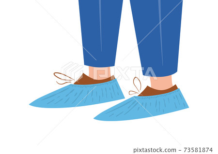 Feet in shoe covers. Protective medical covers. Vector illustration 73581874