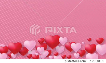 Valentines day background with 3d hearts. For a poster or banner and greeting card. Valentines day background with 3d hearts. For a poster or banner and greeting card. 73583818